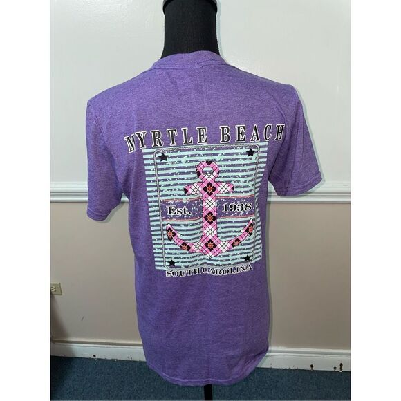 Myrtle Beach, South Carolina Purple Gildan Softstyle Short Sleeve Tee - Picture 3 of 5